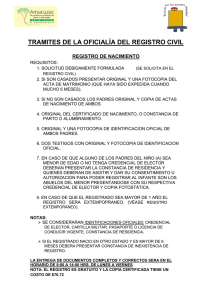 TRAMITES DE LA OFICIALIA DEL REGISTRO CIVIL