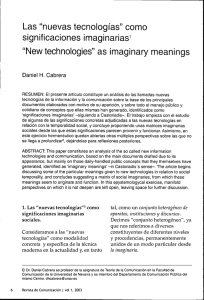 Las "nuevas tecnologias" como significaciones imaginarias^ "New