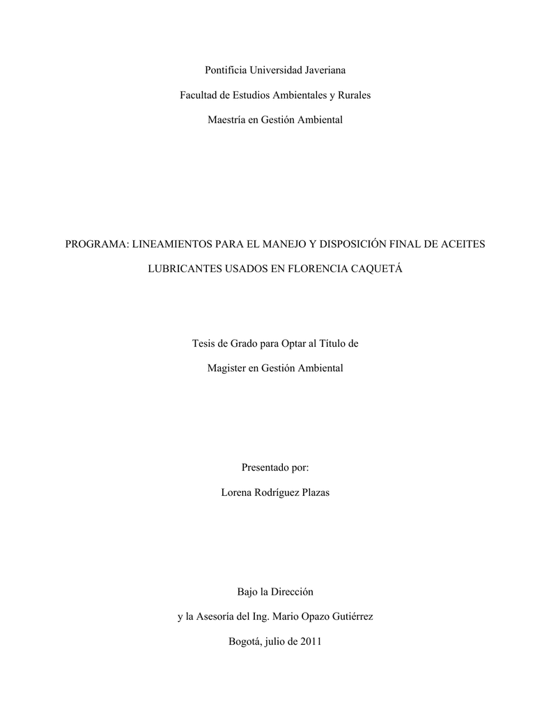 Tesis de aceites lubricantes usados