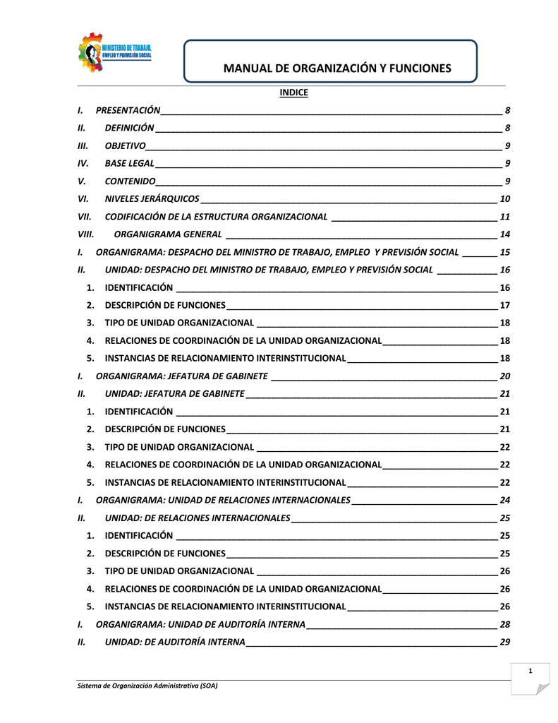 Manual De Organización Y Funciones - Ministerio De Trabajo, Empleo