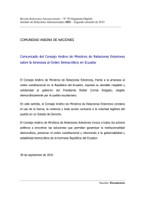 Comunicado del Consejo Andino de Ministros de Relaciones