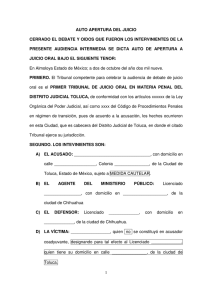 auto apertura juicio oral - Poder Judicial del Estado de Coahuila