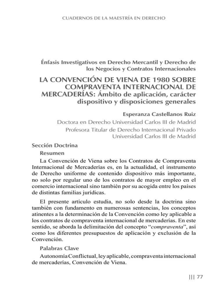 La ConvenciÓn De Viena De 1980 Sobre Compraventa 5940