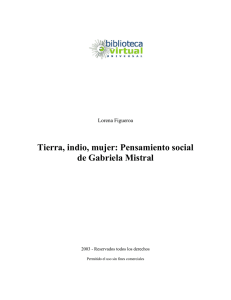 Tierra, indio, mujer: Pensamiento social de Gabriela Mistral