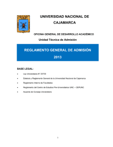 universidad nacional de cajamarca reglamento general de admisión