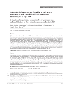 Evaluación de la producción de ácidos orgánicos por Streptomyces