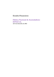 Estados Financieros Fábrica Nacional de Acumuladores ETNA S.A.