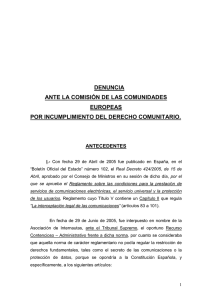 denuncia contra la normativa que regula la