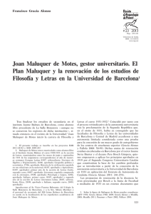 Joan Maluquer de Motes, gestor universitario. El Plan Maluquer y la