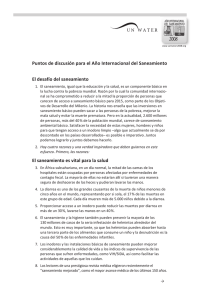 Puntos de discusión para el Año Internacional del Saneamiento El