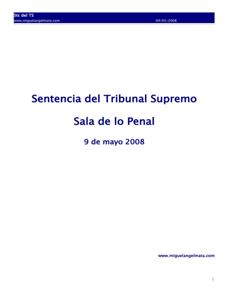 Sentencia Del Tribunal Supremo Sala De Lo Penal