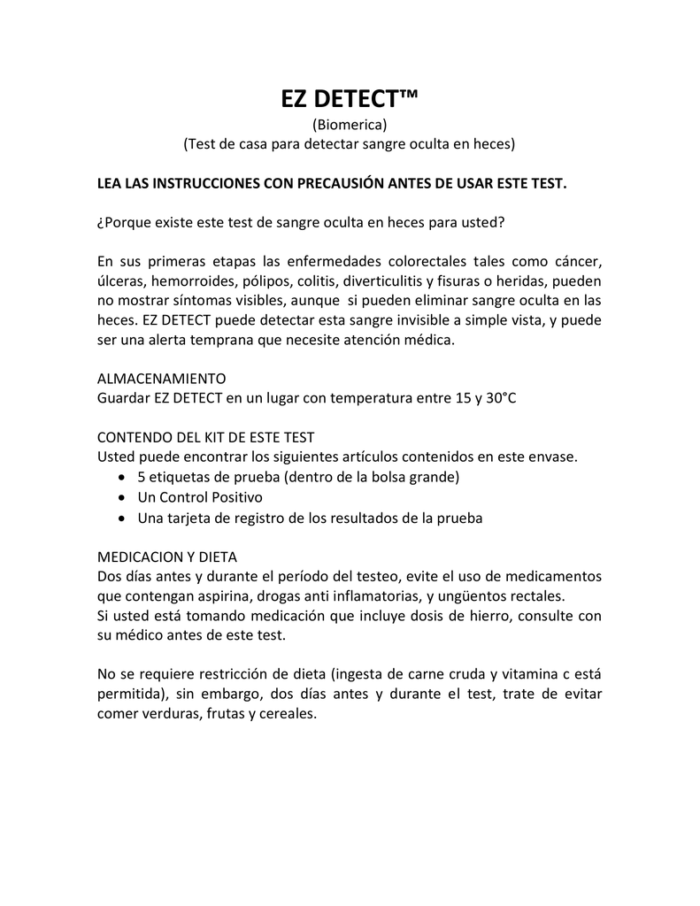 Falsos positivos test sangre oculta en heces