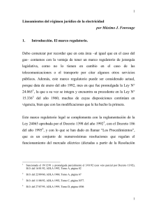 Lineamientos del régimen jurídico de la electricidad