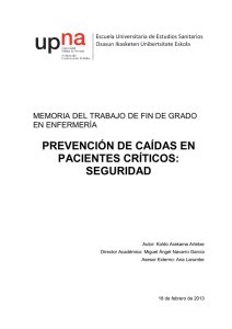 Prevención de caídas en pacientes críticos: Seguridad - Academica-e