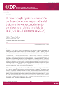 El caso Google Spain: la afirmación del buscador como