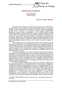 Motivación para el relativismo Joseph Margolis Traducción: Peter A