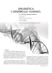 Epigenética y desarrollo humano. - Centro de Bioética "Juan Pablo II".