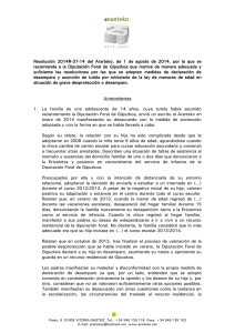 Resolución 2014R-37-14 del Ararteko, de 1 de agosto de 2014, por