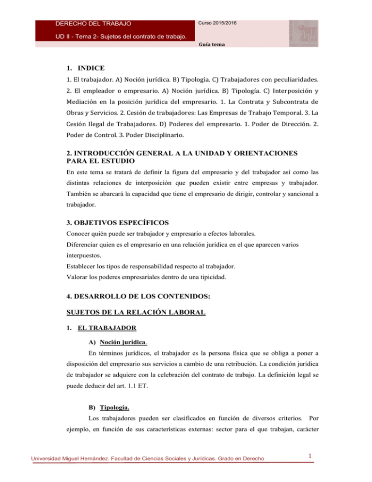 UD II Tema 2 Sujetos Del Contrato De Trabajo