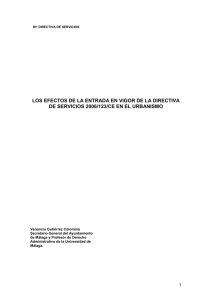 “Incidencia de la Directiva de Servicios en el Urbanismo”.