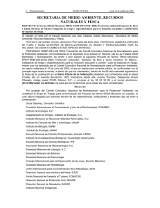 Proyecto de Norma Oficial Mexicana PROY-NOM-059-ECOL-2000