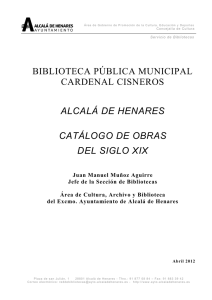 ALCALÁ DE HENARES CATÁLOGO DE OBRAS DEL SIGLO XIX