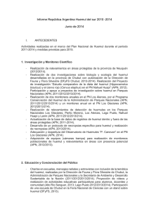 Informe República Argentina Huemul del sur 2010 -2014