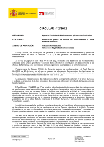 Circular 2/2012 - Agencia Española de Medicamentos y Productos