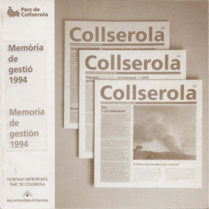 Memòria de gestió 1994 - Consorci del Parc de Collserola