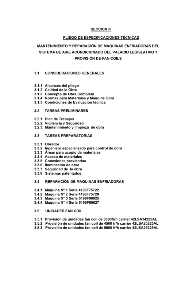 Pliego De Especificaciones Tcnicas