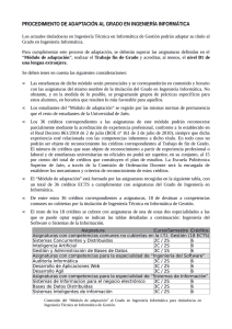 procedimiento de adaptación al grado en ingeniería informática