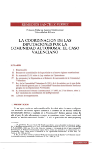 La coordinación de las Diputaciones por la Comunidad Autónoma