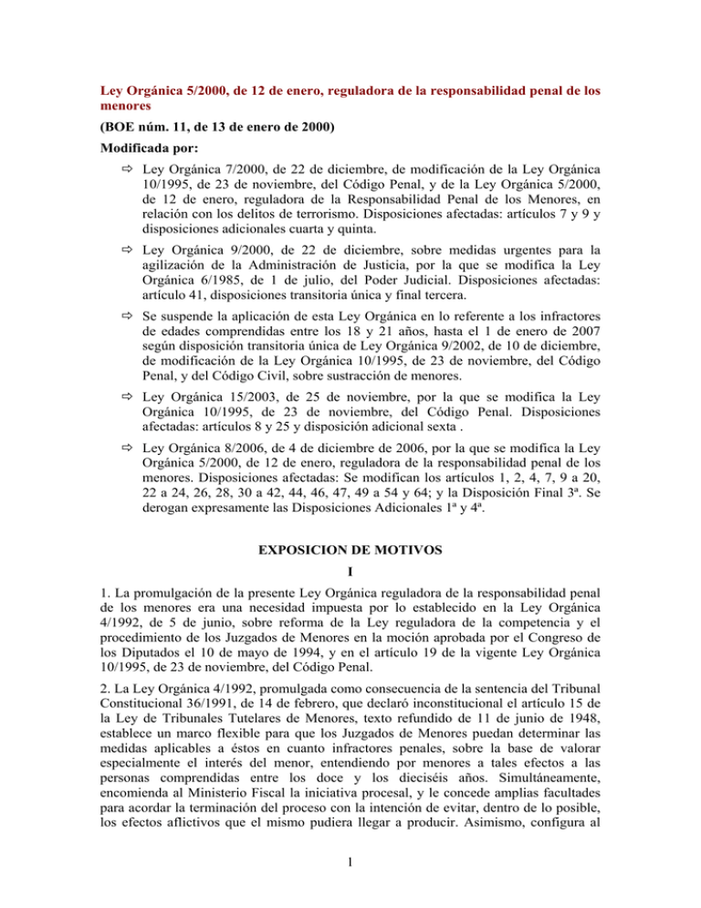 Ley Orgánica 5/2000, De 12 De Enero