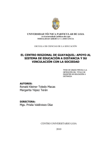 EL CENTRO REGIONAL DE GUAYAQUIL: APOYO AL SISTEMA DE