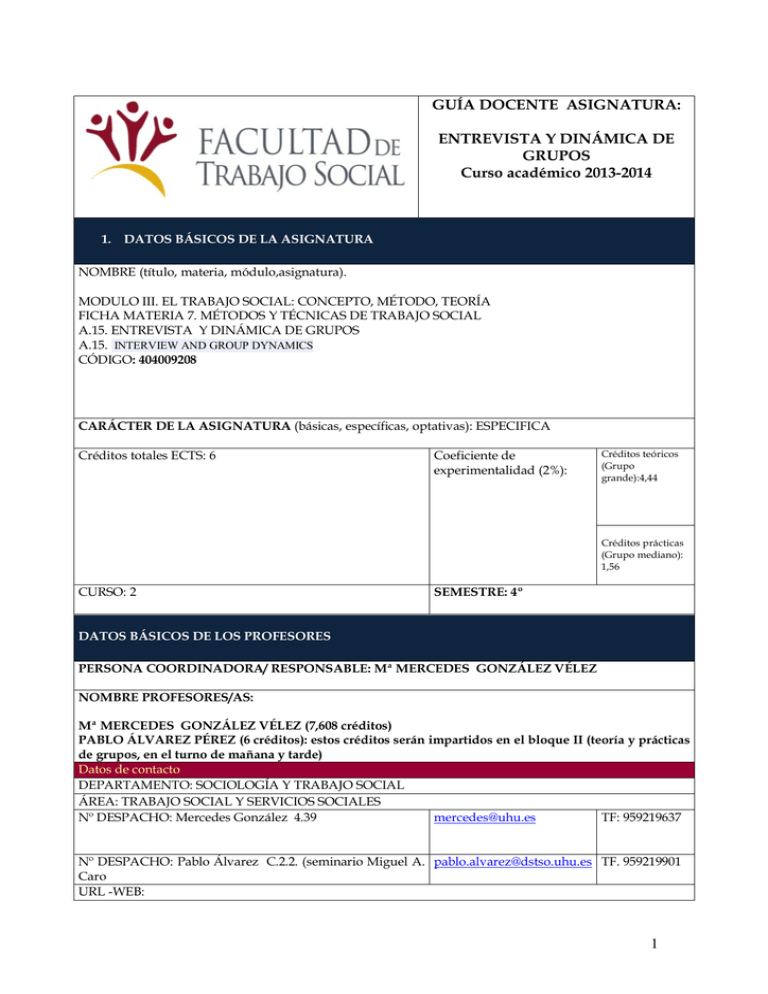 1 GUÍA DOCENTE ASIGNATURA