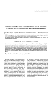 Variables asociadas con el uso de hábitat del manatí del Caribe