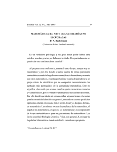 9 Boletín Vol. II, Nº2, Año 1995 MATEMÁTICAS: EL ARTE DE LAS