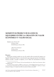 MoMentuM Project: buscando el equilibrio entre la creación de valor