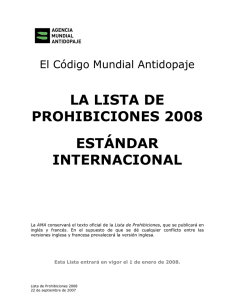 Lista de Prohibiciones 2008