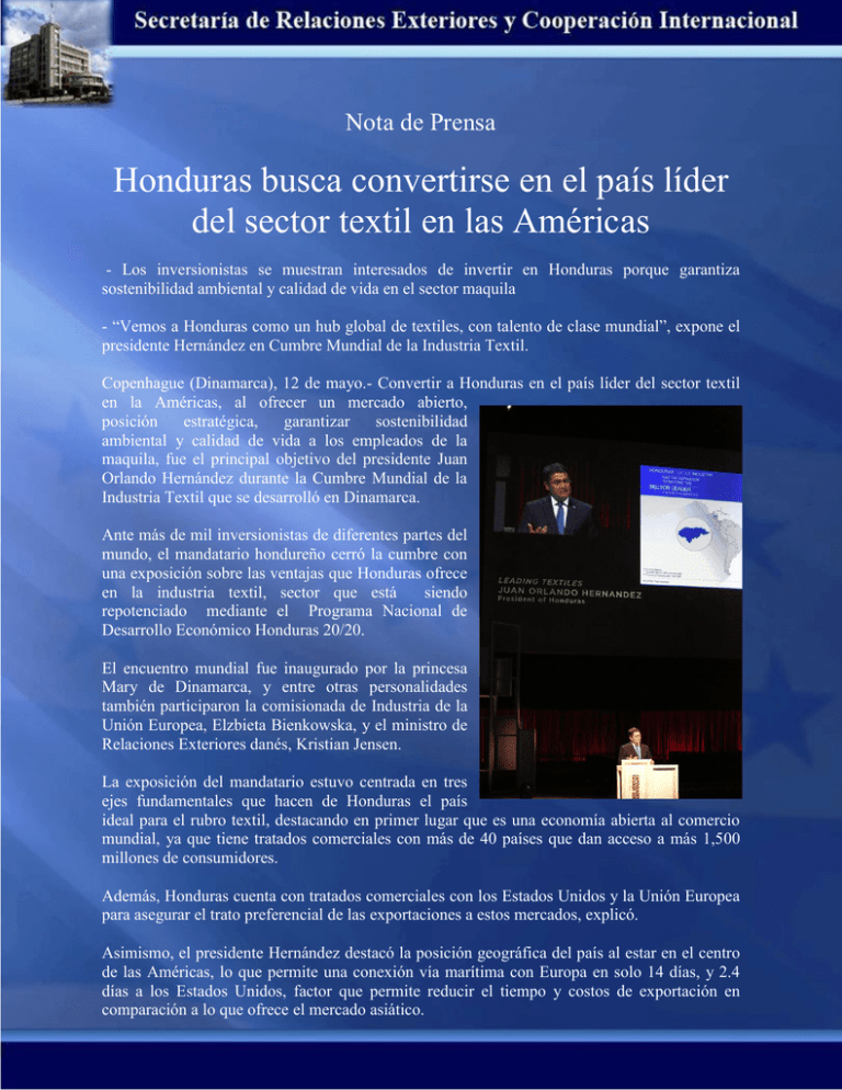 Documento Secretaría De Relaciones Exteriores De Honduras