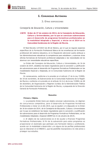 Orden de 27 de octubre de 2014, de la Consejería de Educación