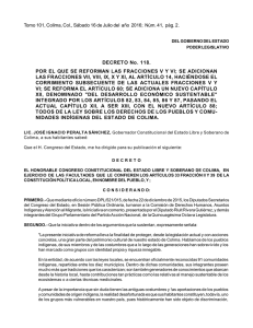 DECRETO No. 118. POR EL QUE SE REFORMAN LAS