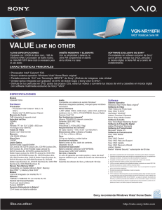 VGN-NR110FH Specification Sheet:VGN