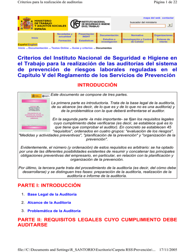 Criterios Del Instituto Nacional De Seguridad E Higiene En El Trabajo