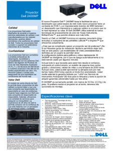 Proyector Dell 2400MP Especificaciones clave: