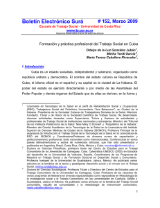 Formación y práctica profesional del Trabajo Social en Cuba.