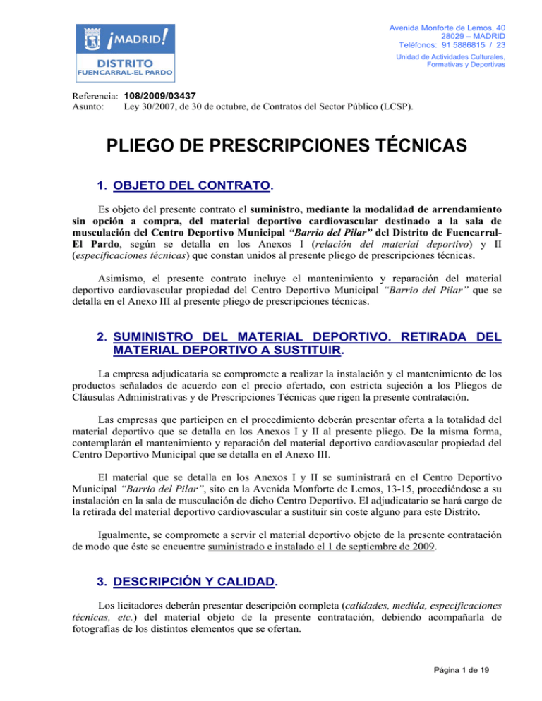 PLIEGO DE PRESCRIPCIONES TÉCNICAS