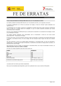 Fe de erratas del Boletín de Noticias RED 2012/10