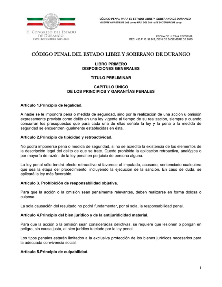 C DIGO PENAL DEL ESTADO LIBRE Y SOBERANO DE DURANGO