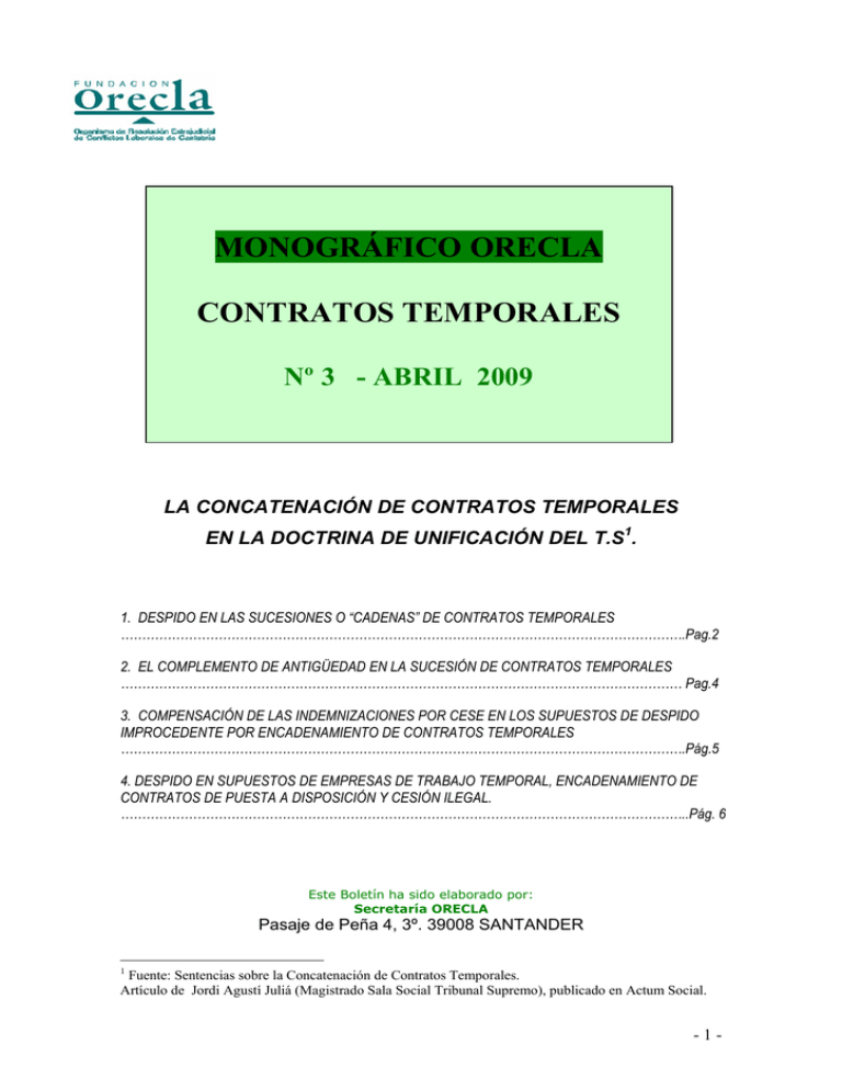 MONOGRÁFICO ORECLA CONTRATOS TEMPORALES